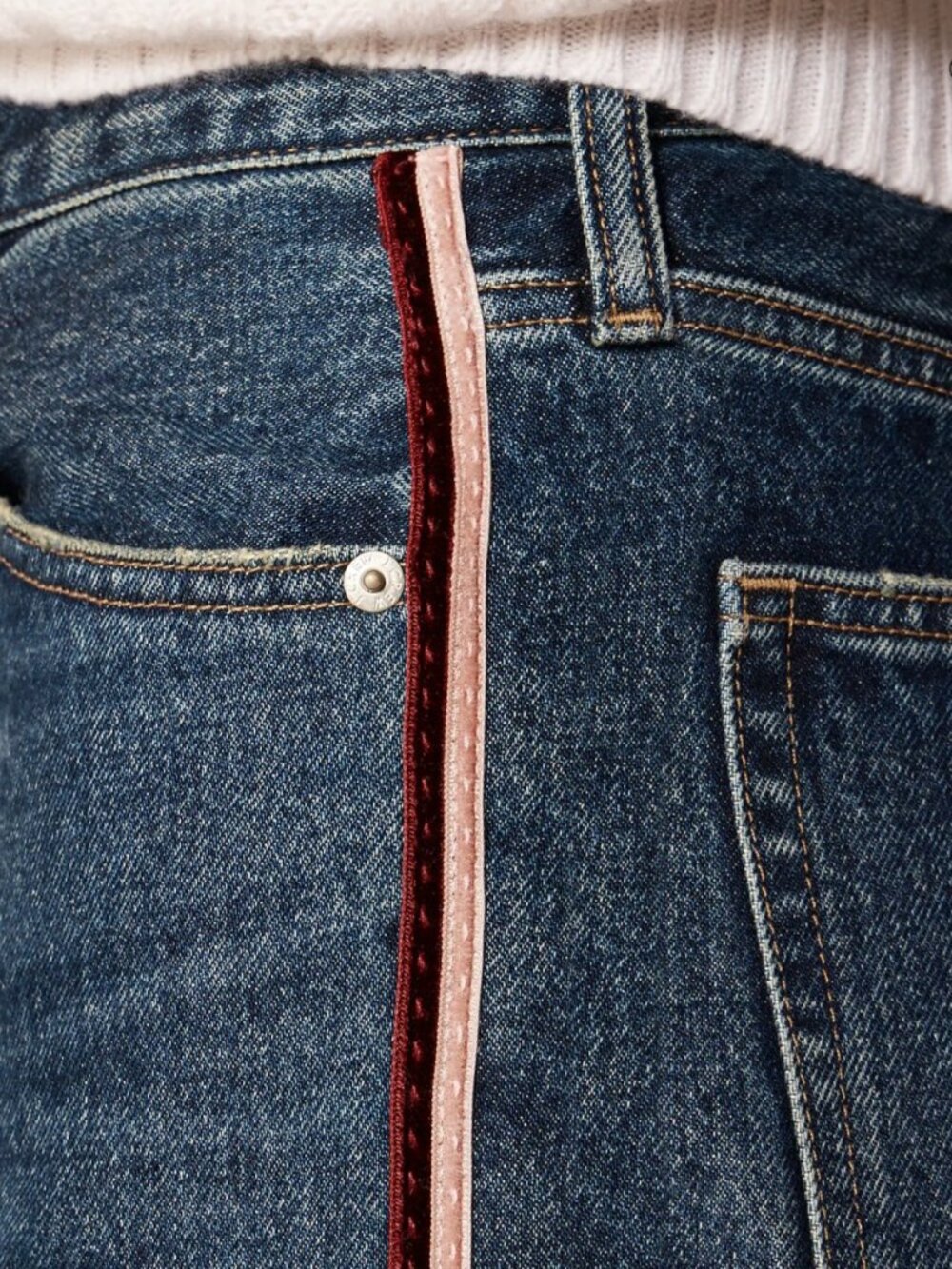 J Crew Mid-rise Relaxed Straight Jean with Velvet Stripe